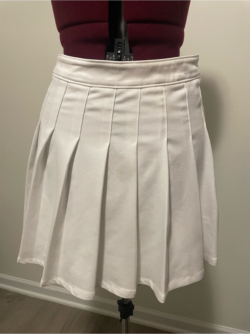 White Pleated Skater Skirt